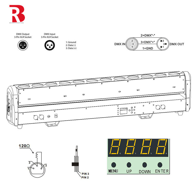 Indoor LED Pixel Beam Bar 12pcs 30W RGBWW 4-In-1 LED Wash Stage Light Cho Câu lạc bộ