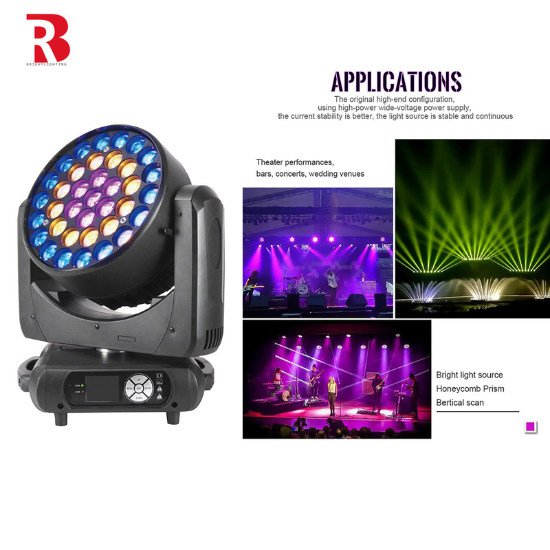 DMX512 37pcs 15w RGBW Rửa Di chuyển Zoom Đầu Bức tranh Đèn cho Câu lạc bộ DJ