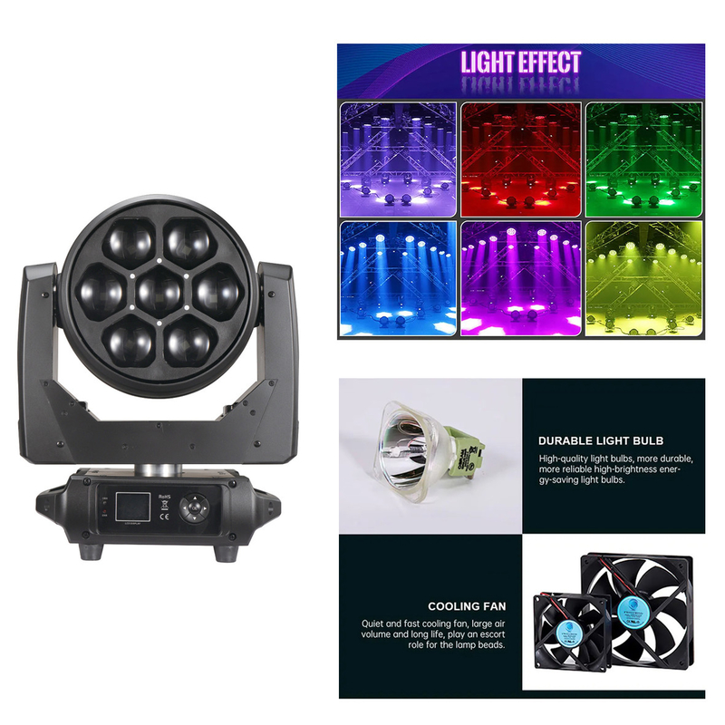 Lễ hội âm nhạc LED DMX512 Di chuyển đầu Beeye Zoom Beam Stage 7pcs 40W 4in1 Light