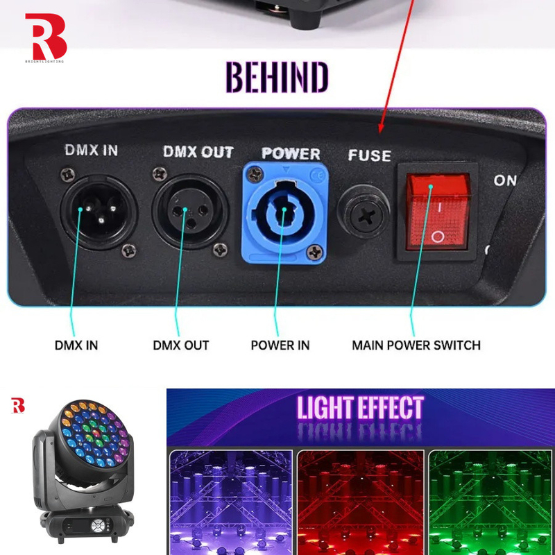 Kiểm soát đầy đủ ánh sáng RGBW 4in1 đèn LED chuyển đầu đèn cho các buổi biểu diễn âm nhạc