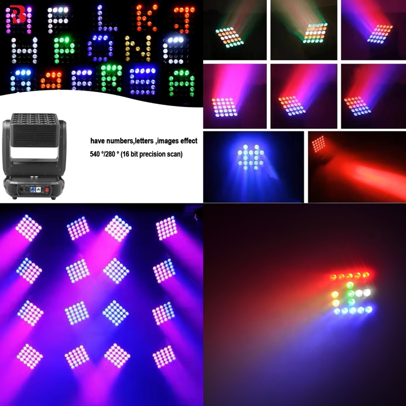 Ma trận 5x5 25pcs 10W Dmx512 Đèn đầu di chuyển RGBW Cho DJ Stage Party Show