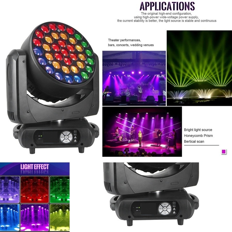 RGBW 4in1 37 * 15W DMX Zoom Strobe LED Rửa Đèn Trúc Đầu Động Cho Dj Bar Disco Stage Club