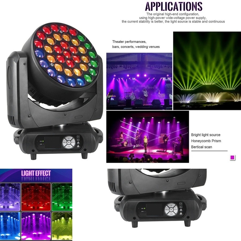 RGBW 4in1 37 * 15W DMX Zoom Strobe LED Rửa Đèn Trúc Đầu Động Cho Dj Bar Disco Stage Club