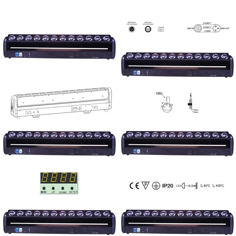 Đèn mặt trời di chuyển đèn sân khấu laser 12x30W 4-In-1 RGBW LED Beam Bar For Event