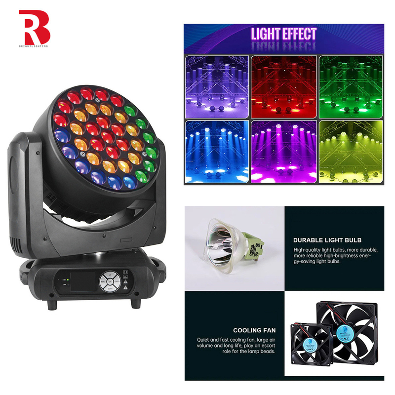37 * 15W LED RGBW Infinite Mixture LCD LED Moving Head Light Cho Nhà thờ Disco