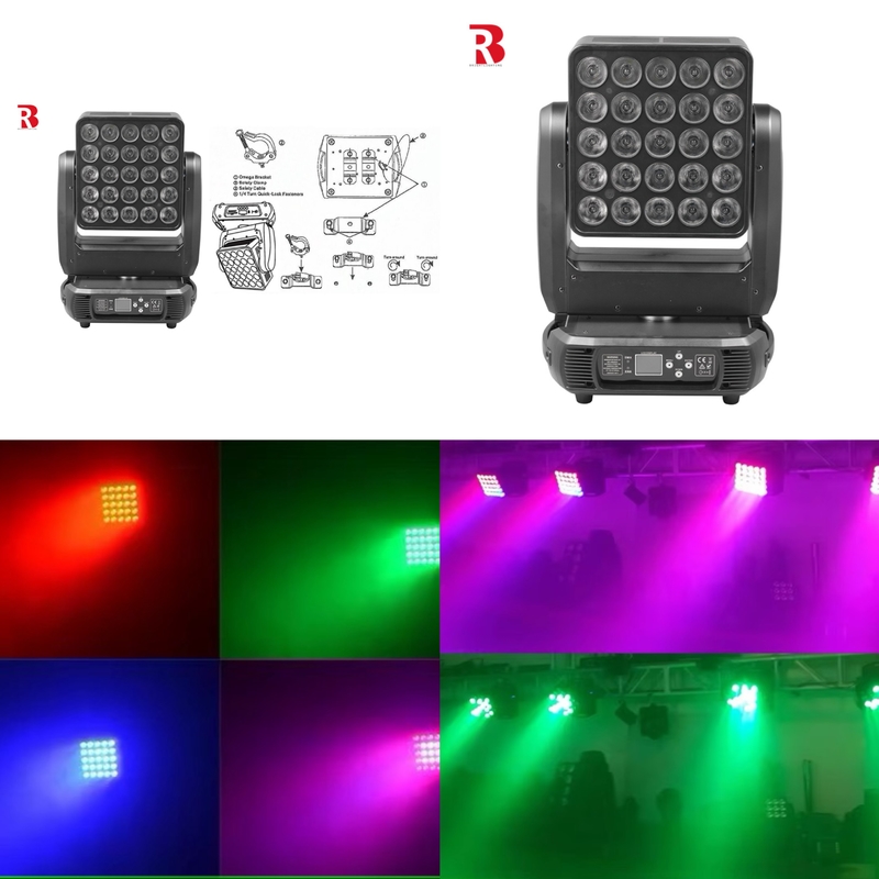5x5 bảng điều khiển 25x10W RGBW 4In1 Di chuyển đầu sân khấu ánh sáng ma trận DMX cho câu lạc bộ đêm DJ